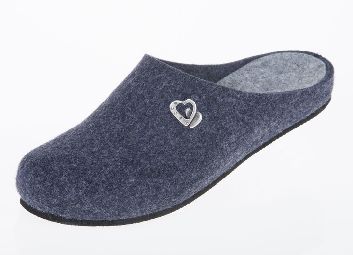 Huisschoenen - Slippers met metalen versieringen, in Größe 036 bis 042, in Farbe MARINE Ansicht 1