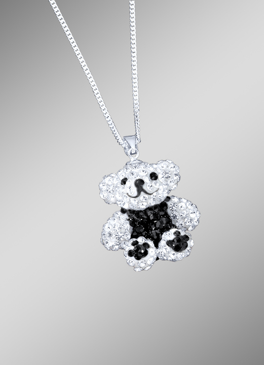 Kettinghanger - Pandabeer hanger met kristallen en kinketting, in Farbe  Ansicht 1