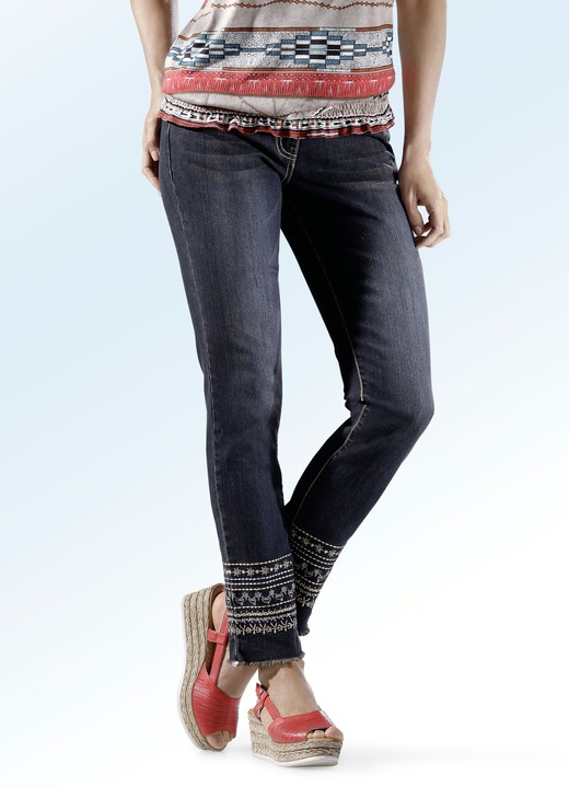 - Jeans met borduurwerk in etnische stijl, in Größe 017 bis 052, in Farbe ANTRACIET