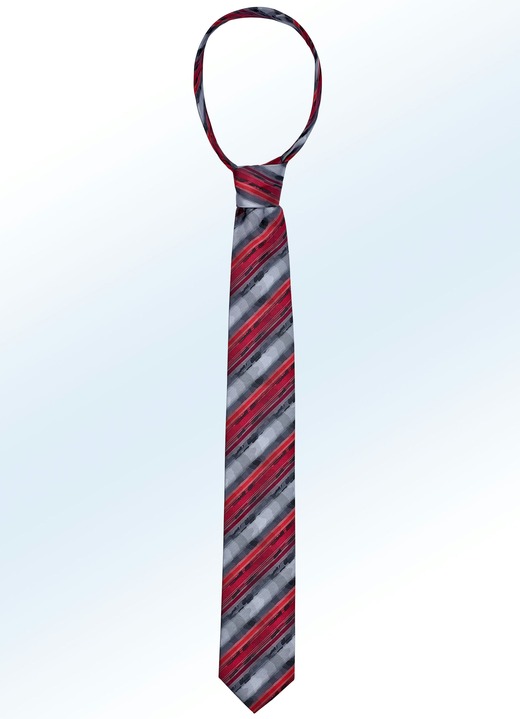 Herenmode - Opvallende gestreepte stropdas, in Farbe BORDEAUX-DONKERGRIJS-MIDDELGRIJS-ROOD GESTREEPT Ansicht 1