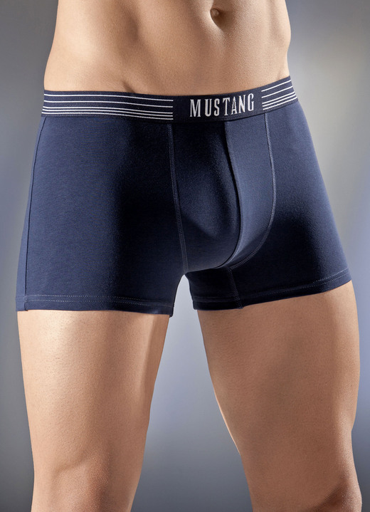 Onderbroeken - Mustang set van drie boxershorts, uni, in Größe L (6) bis XXL (8), in Farbe 2X NAVY, 1X GRAFIET Ansicht 1