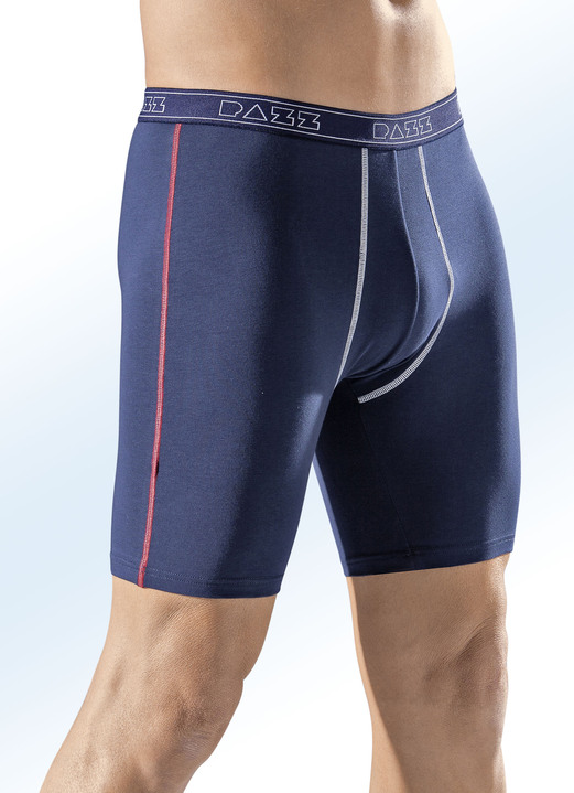 Onderbroeken - Vierpack lange broeken, effen met contrasterende naden Onderbroeken - Vierpack lange broeken, effen met contrasterende naden, in Größe 005 bis 011, in Farbe MARINE
