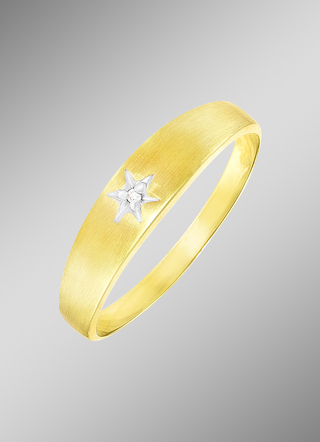 Prachtige damesring in bicolor met diamant