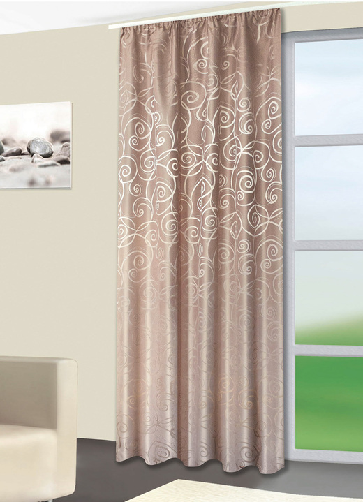 Modern - Decoratieve sjaal met omslag aan de zoom, in Größe 358 (H 145 x B 140 cm) bis 456 (H 245 x B 140 cm), in Farbe TAUPE Ansicht 1