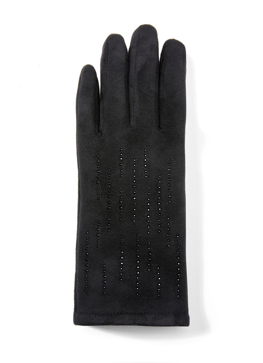 Handschoenen - Handschoen met elegante, sprankelende glitterapplicaties, in Farbe ZWART Ansicht 1