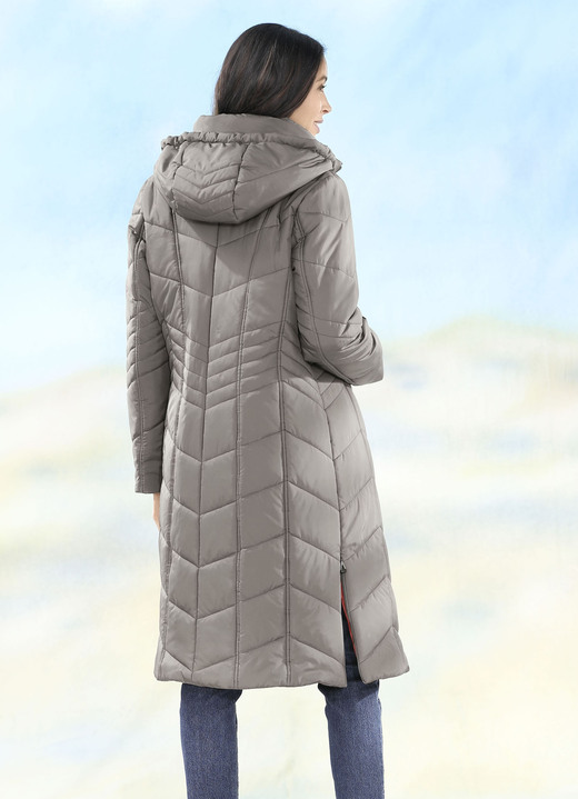 Winterjassen - Jas met zijsplitten met rits, in Größe 038 bis 056, in Farbe KIEZEL Ansicht 1