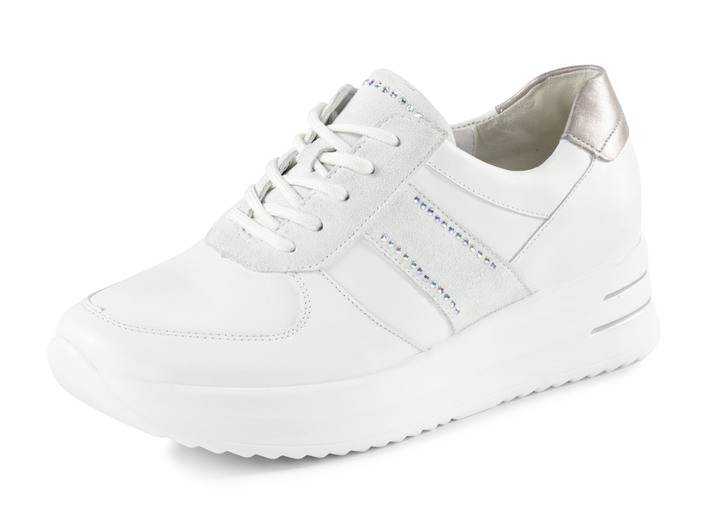 Breedte H - Ranger sneakers met strass steentjes, in Größe 3 1/2 bis 8, in Farbe WEISS-EISGRAU Ansicht 1