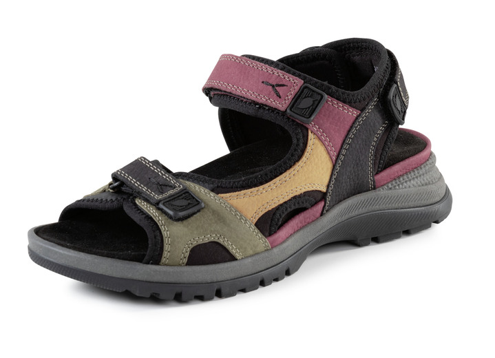 Sandalettes & slippers - Ranger sandaal gemaakt van nubuckleer en zwart textielmateriaal, in Größe 4 1/2 bis 9, in Farbe SCHWARZ-BUNT Ansicht 1