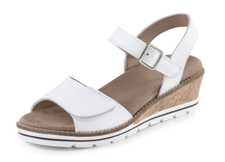 Sandalettes & slippers - ELENA EDEN sandaal van generfd nappaleer, in Größe 035 bis 041, in Farbe WEISS Ansicht 1