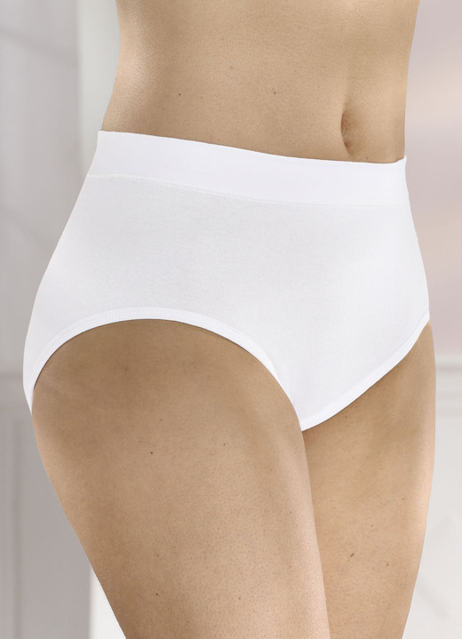 Slip - Set van vijf slips met een comfortabele, elastische tailleband, in Größe 038 bis 054, in Farbe WIT