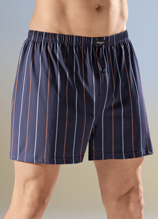 Onderbroeken - Set van vier boxershorts met knoopsluiting, in Größe 005 bis 014, in Farbe 2XMARINE GESTREEPT, 2X MARINEBLAUW GEBLOKT Ansicht 1