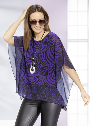 Poncho tuniek met randprint