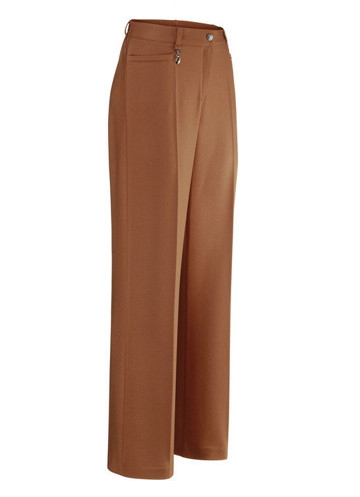 Broek met knoop- en ritssluiting - Elegante broek met een opvallende decoratieve hanger, in Größe 019 bis 054, in Farbe COGNAC Ansicht 1