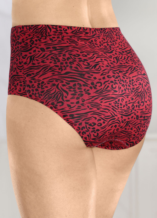 Slip - Set van vier slips met elastische tailleband, in Größe 038 bis 056, in Farbe ROOD-ZWART Ansicht 1