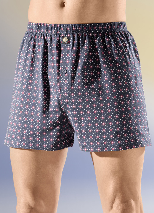 Onderbroeken - Set van vier boxershorts met elastische tailleband, in Größe 005 bis 016, in Farbe 2X MARINE KLEURRIJK, 2X UNI MARINE