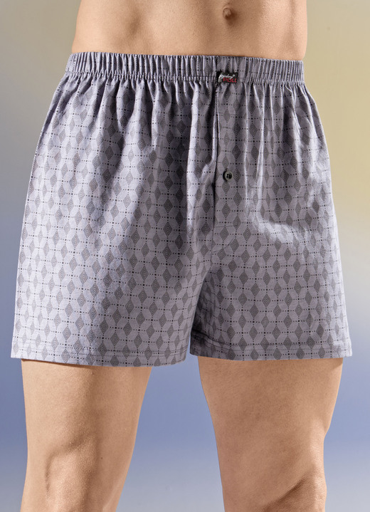 Onderbroeken - Set van vier boxershorts met elastische tailleband, in Größe 005 bis 016, in Farbe 2X GRIJS-ZWART, 2X ZWART-GRIJS