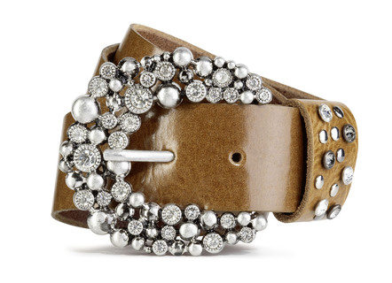 Leren riem met strass steentjes