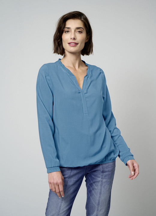 Blouses & tunieken - Instapblouse, in Größe 038 bis 052, in Farbe ROOKBLAUW