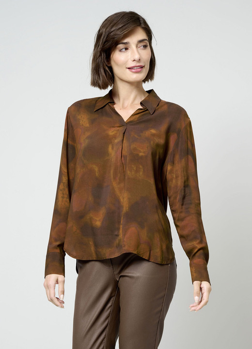 Lange mouw - Instapblouse, in Größe 038 bis 052, in Farbe KARAMEL CHOCOLADEBRUIN