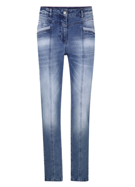 Broek met knoop- en ritssluiting - Jeans met 5 zakken, in Größe 019 bis 052, in Farbe BLAUW Ansicht 1