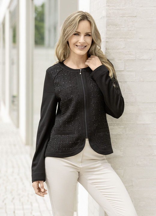 Lange mouw - Blouse, in Größe 036 bis 050, in Farbe SCHWARZ