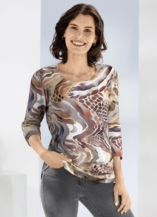 3/4-mouw - Pullover, in Größe 038 bis 052, in Farbe TERRA-BRAUN-MULTICOLOR